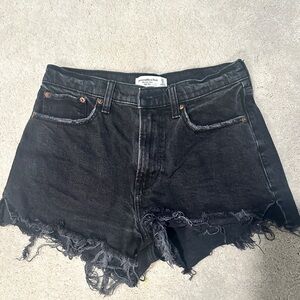 Black Distressed Denim Mom Shorts 27/4